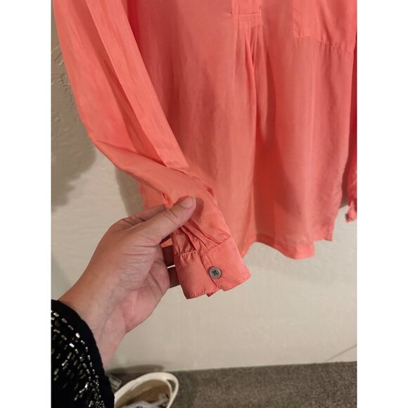 Johnny Was Pete & Greta Silk Salmon Long Sleeve Blouse - Picture 3 of 11